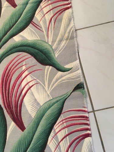 Barkcloth Fabric Remnant Tropical Leaves