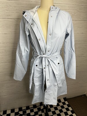 XS WOMENS RAINS Curve Rain Jacket Blue Sky Waterproof With Tie