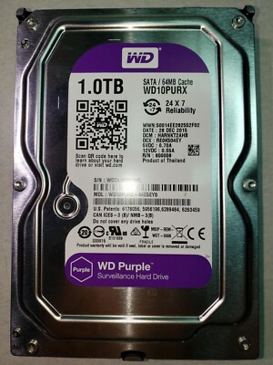 Western Digital 1Tb, WD10PURX-64E5EY0, HARNKT2AHB, 26 DEC 2015