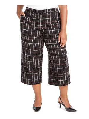 Женские черные укороченные брюки ALFANI с широкими штанинами и принтом для работы 14W