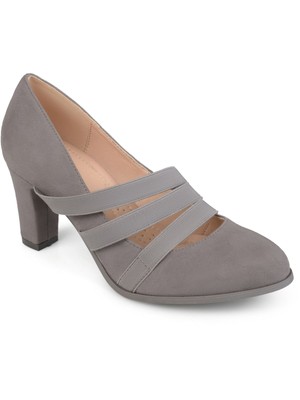 

JOURNEE COLLECTION Женские серые туфли-лодочки без шнуровки Loren с круглым носком 7,5 м серого цвета с тройными ремешками, Серый, LOREN-HEEL