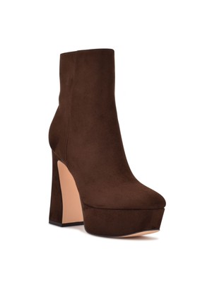 Женские ботильоны NINE WEST Womens коричневые на платформе 1-1/2 Klinda Toe со скульптурным каблуком, 10 М