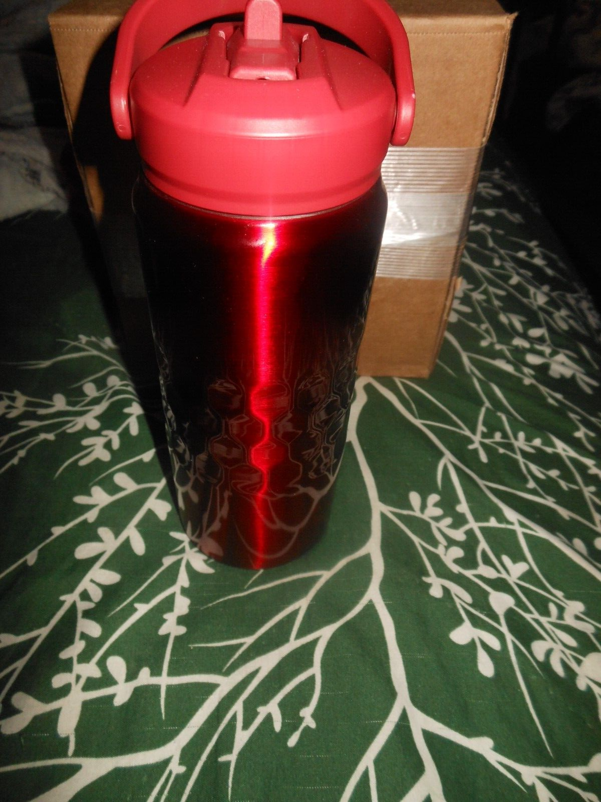 PRIMULA INSULATED WATER BOTTLE 18 OZ BUILT IN STRAW HANDLED LEAK PROOF LID RED