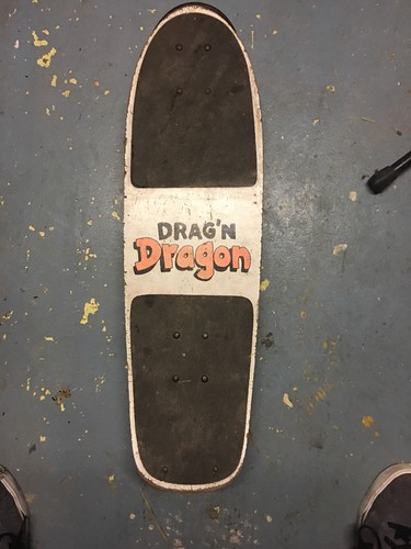 Vintage Variflex Hi-Tail Skateboard Black White Drag’n Dragon Old School Deck