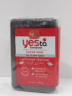 Yes to Tomatoes Clear Skin Activated Charcoal Bar Soap  Detoxify Deep Clean NEW