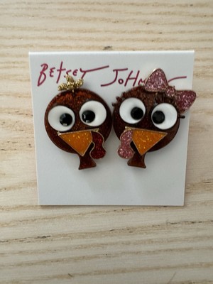 Betsey Johnson Jewelry Mr. and Mrs. Thanksgiving Turkey Head Earrings