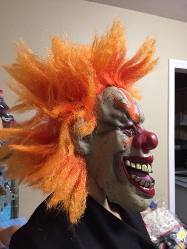 EVIL CLOWN MASK 2009 Paper Magic Group PMG with Orange Hair Halloween Mask