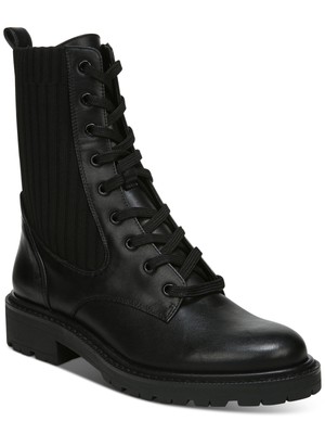 

SAM EDELMAN Женские черные кожаные армейские ботинки Lydell с круглым носком на блочном каблуке, размер 7,5 м, Черный, H3912M3
