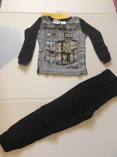 Minecraft Iron Golem Boys 4 Pc Pajama Set Sz 4 Red, Black & Gray NEW W/tags