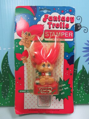 1992 TROLL STAMPER (#4) - 2 1/4'' Fantasy Troll Doll - NEW ON CARD