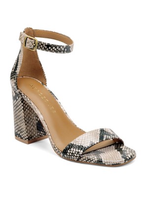 

Женские бежевые кожаные сандалии AEROSOLES со змеиным принтом и квадратным носком, размер 7 м, Бежевый, LONG BEACH