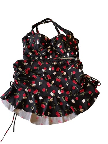 Torrid Retro Swim Bathing Suit Top And Bottom Cherry Size 1 2 Plus Size Pin Up