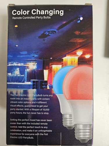 Feit A19 E26 (Medium) Party Bulb Color Changing 5 Watt Equivalence 2 pk