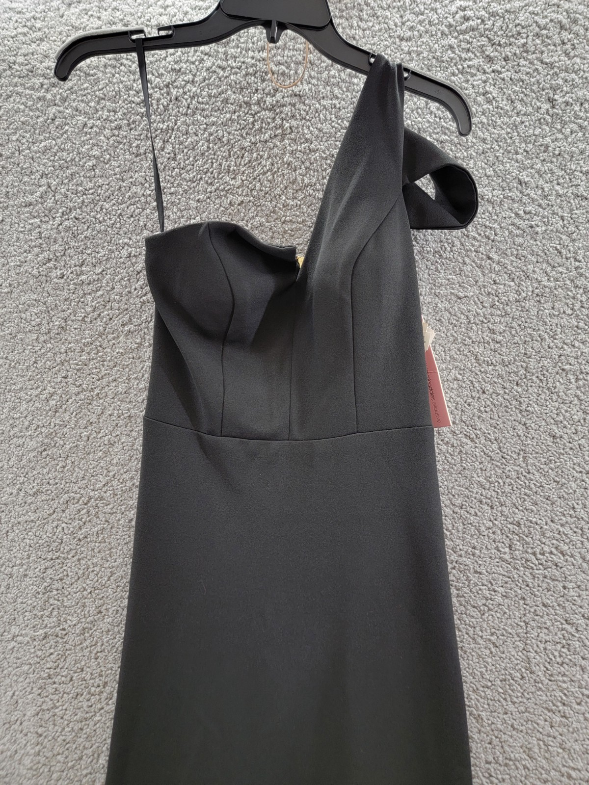 AQUA One-Shoulder Ruffled Gown Women's 6 Black Asymmetric Back Zip Closure - Picture 3 of 15