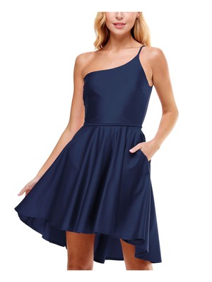 CITY STUDIO Womens Navy Sleeveless Above The Knee Party Hi-Lo Dress 11
