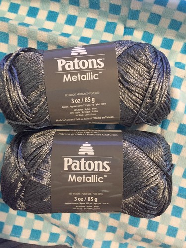 (3) Three Skeins Of Patons Metallic Yarn - Pewter - 3oz BRAND NEW!!
