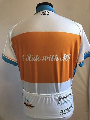 Primal Cycling Bike Jersey Shirt Top I Ride with MS / Genzyme Sz L Pit-Pit 22 