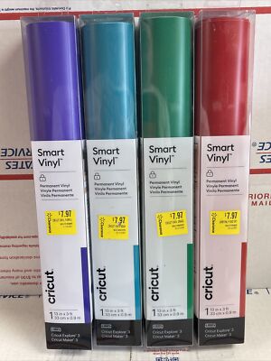 Cricut Smart Vinyl (Permanent). 3 rolls (13in x 3ft each): 4 Color Pack