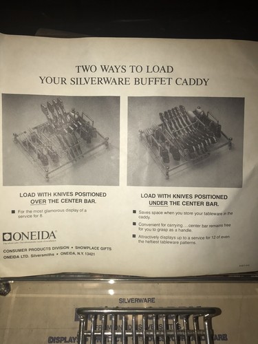 Mid Century Oneida Silverware Flatware Buffet Server Caddy Tray Art Deco Acrylic