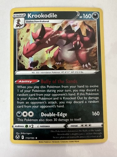 ● ricoru★ Krookodile 113/195 Silver Tempest Holo Rare Pokemon Card