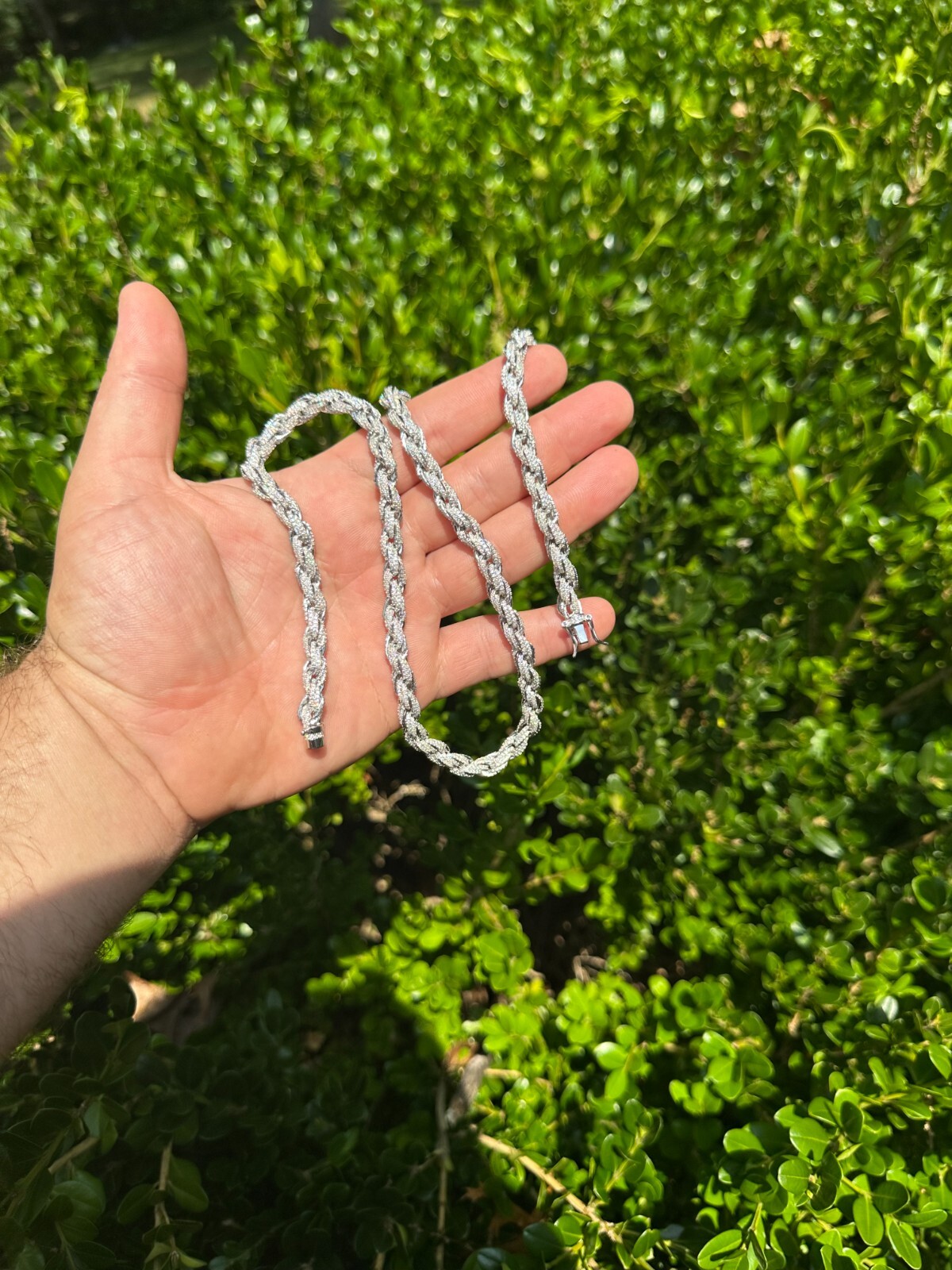 Pre-owned Harlembling Moissanite Iced 7.5mm Rope Chain Necklace Real 925 Silver Men's Hip Hop 16-28" In White/colorless