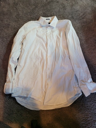 Jones New York Signature Mens WhiteStretch Long Sleeve Button Front Shirt Size L