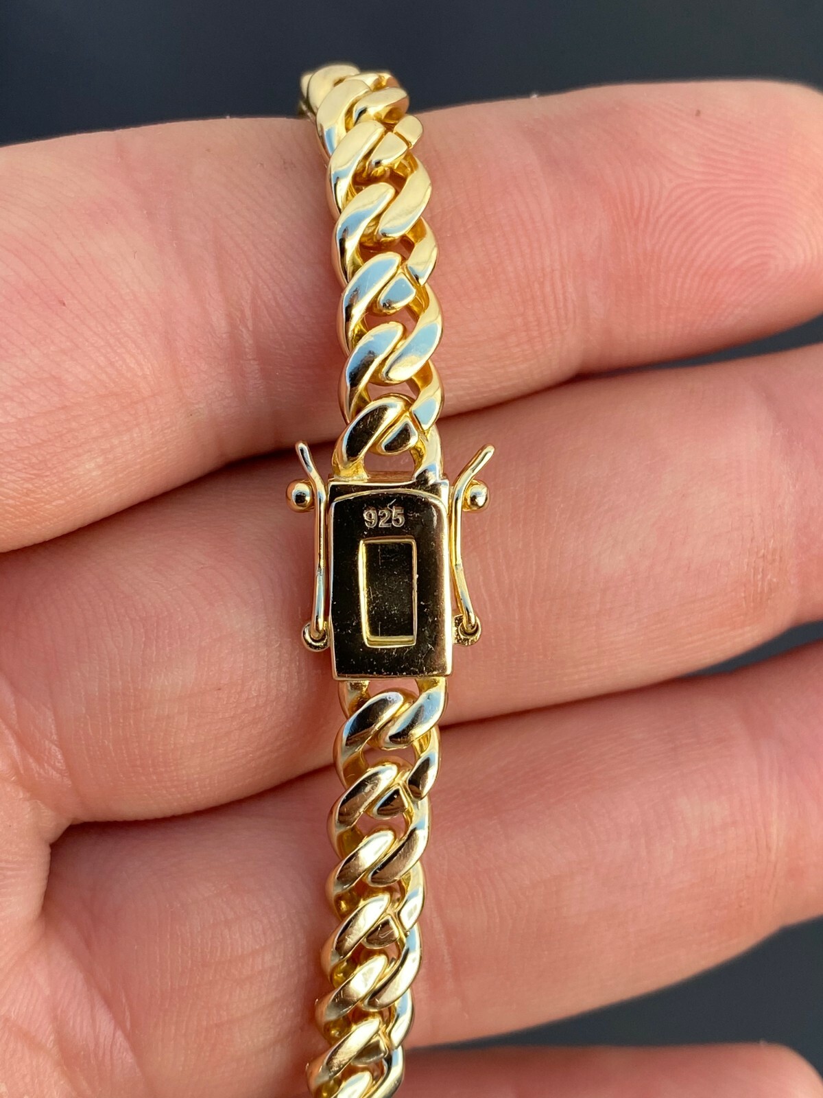 Pre-owned Silver 6mm Miami Cuban Iced 14k Gold Plated Solid 925  Chain Necklace Men Ladies