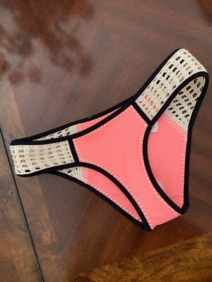 NEW Victorias Secret Light Salmon Swim Surf Crochet Trim Bikini Bottom 