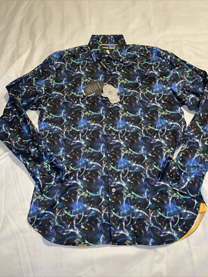 Luchiano Visconti Black Label Men's SMall Woven Shirt $125 NWT