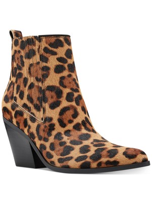 

NINE WEST Женские коричневые кожаные ботильоны Lexa с острым носком и блочным каблуком коричневого цвета с леопардовым принтом, размер 6,5 м, Коричневый, WNLEXAP5