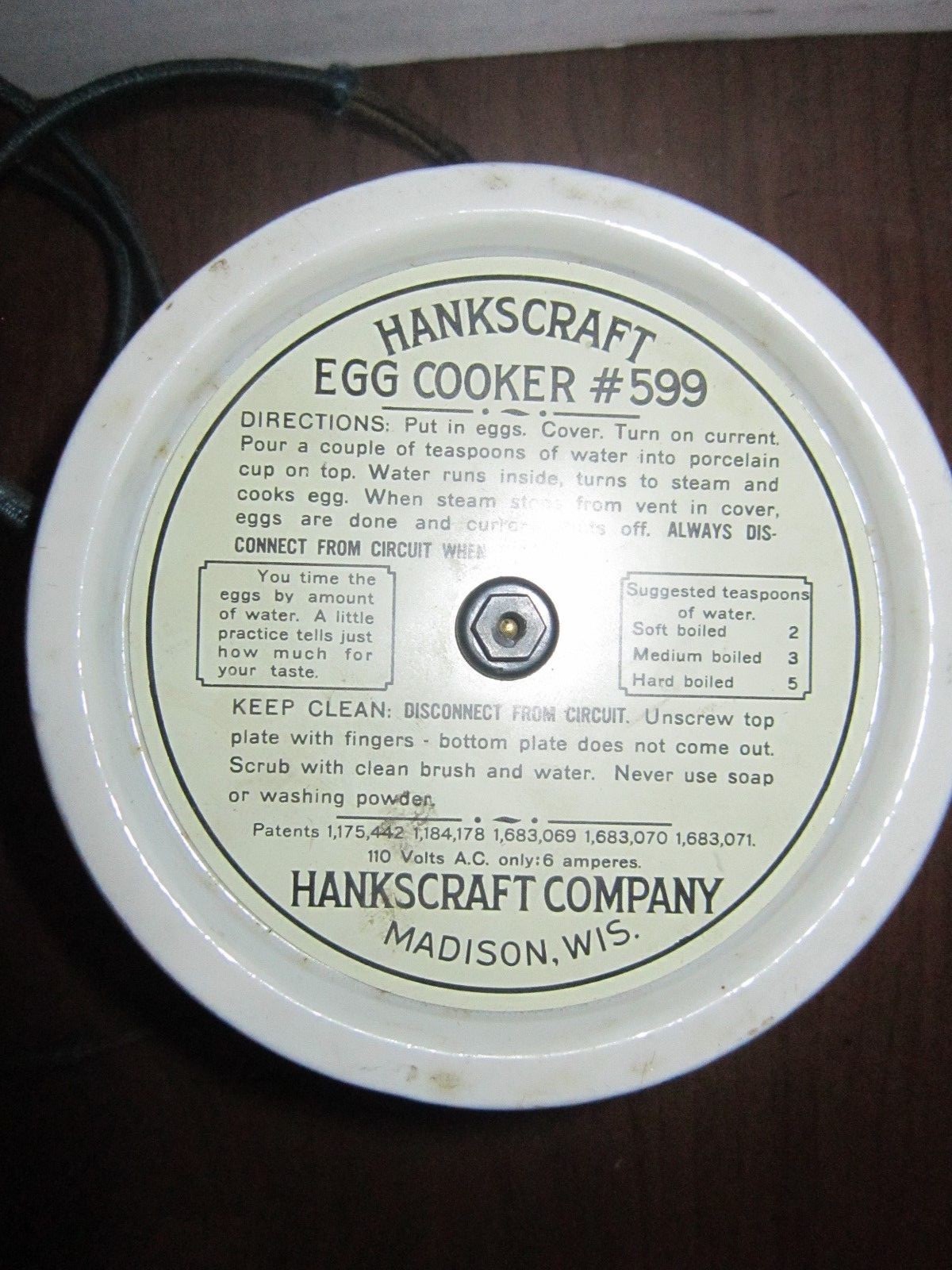 Vintage Hankscraft Egg Cooker #599 - Blue Ceramic Boiled Eggs