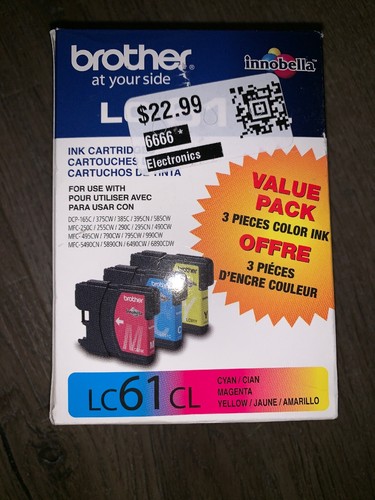 Brother LC61BK & LC61CL Ink Cartridge Lot of 4-New Open Box