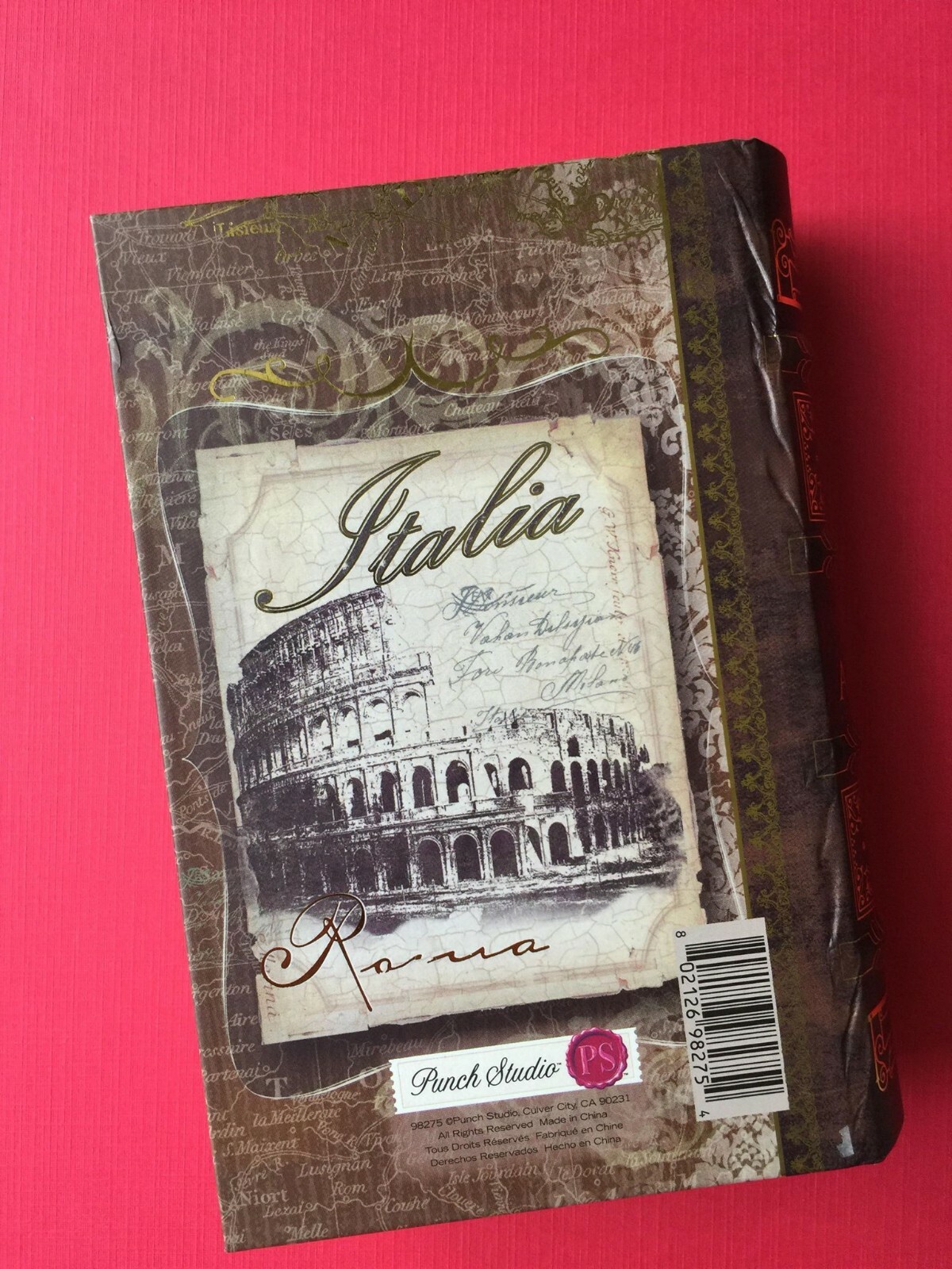 ITALY. PUNCH STUDIO. NEW. Faux Book Box. TRAVEL. TICKETS. ADVENTURE. COLOSSEUM.