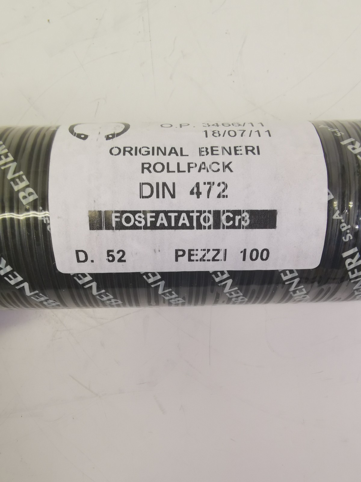Anelli di sicurezza Beneri OP.3466/11 fosfatati Cr3 DIN 472 D.52 170 pezzi NUOVI