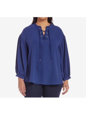 

LAUREN RALPH LAUREN Женская темно-синяя блузка с рукавами для работы, туника, топ плюс, Navy