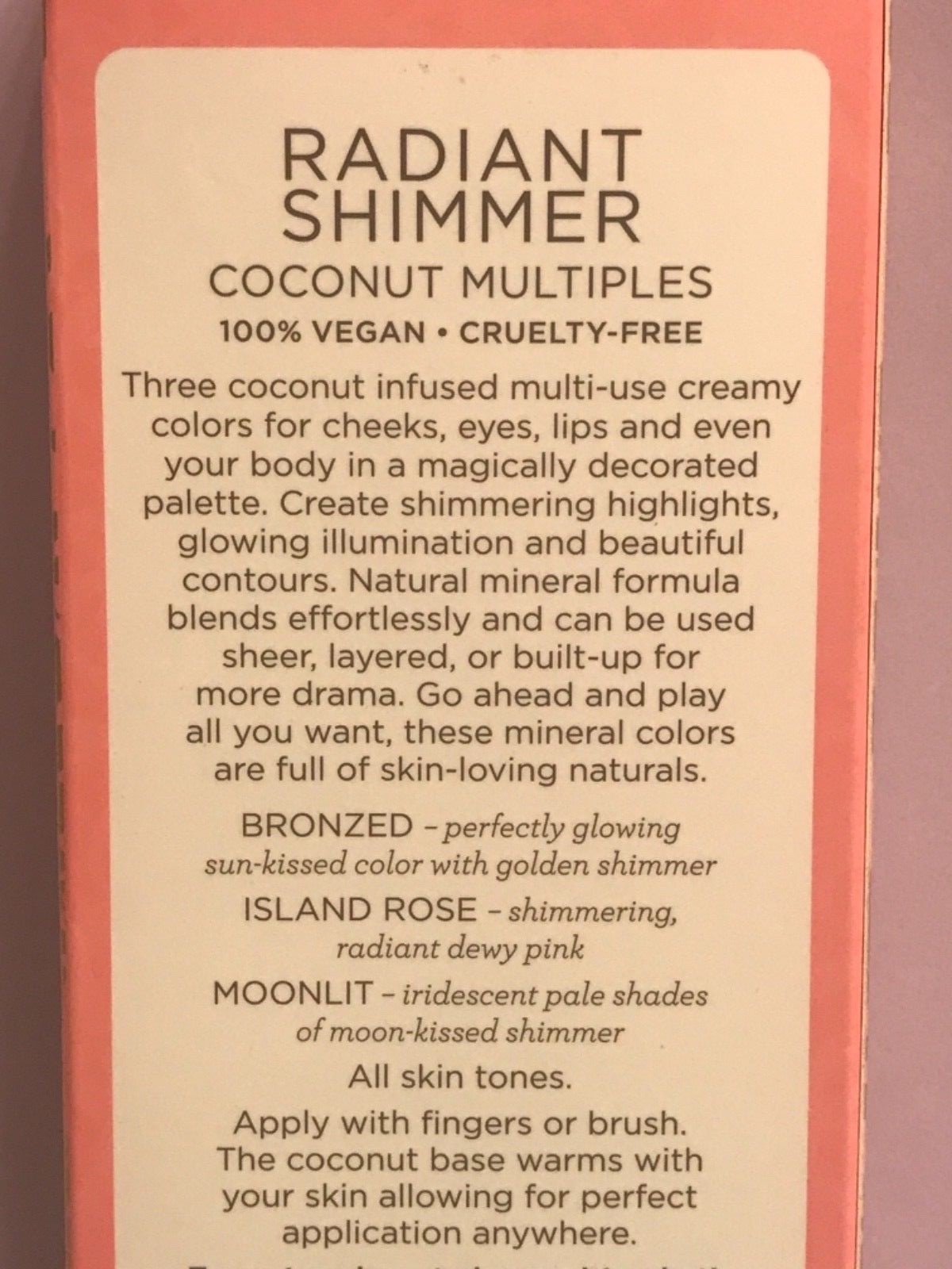 Pacifica Natural Minerals Radiant Shimmer Natural Vegan High End Full Size NEW