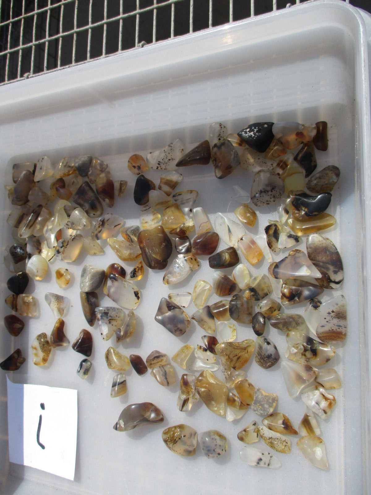 8 oz of polished semi precious stones mostly agate small 3/8 to 3/4 appx.  i