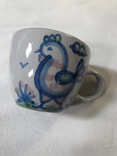 M A Hadley Pottery, Rooster Coffee Mug & Saucer Vintage Signed