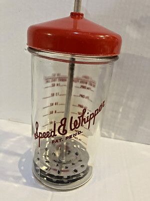 Vintage  Speed E Whipper  1950's Classic Kitchen Red Top Plunger Cream Whipper