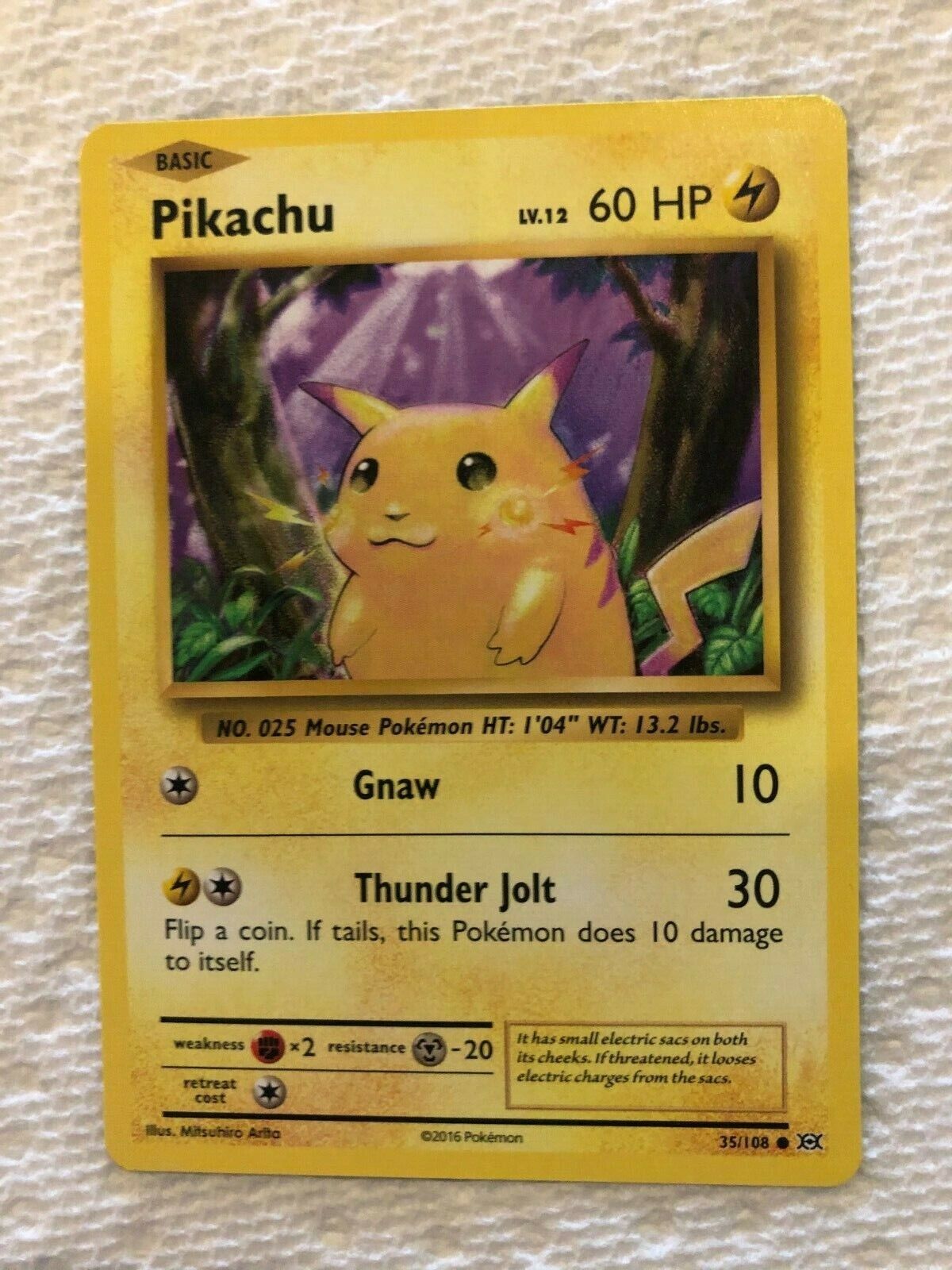 Pikachu Basic Pokemon card 35/108 LV 12 60HP - Mint Pikachu Basic Pokemon card 35/108 LV 12 60HP - Mint