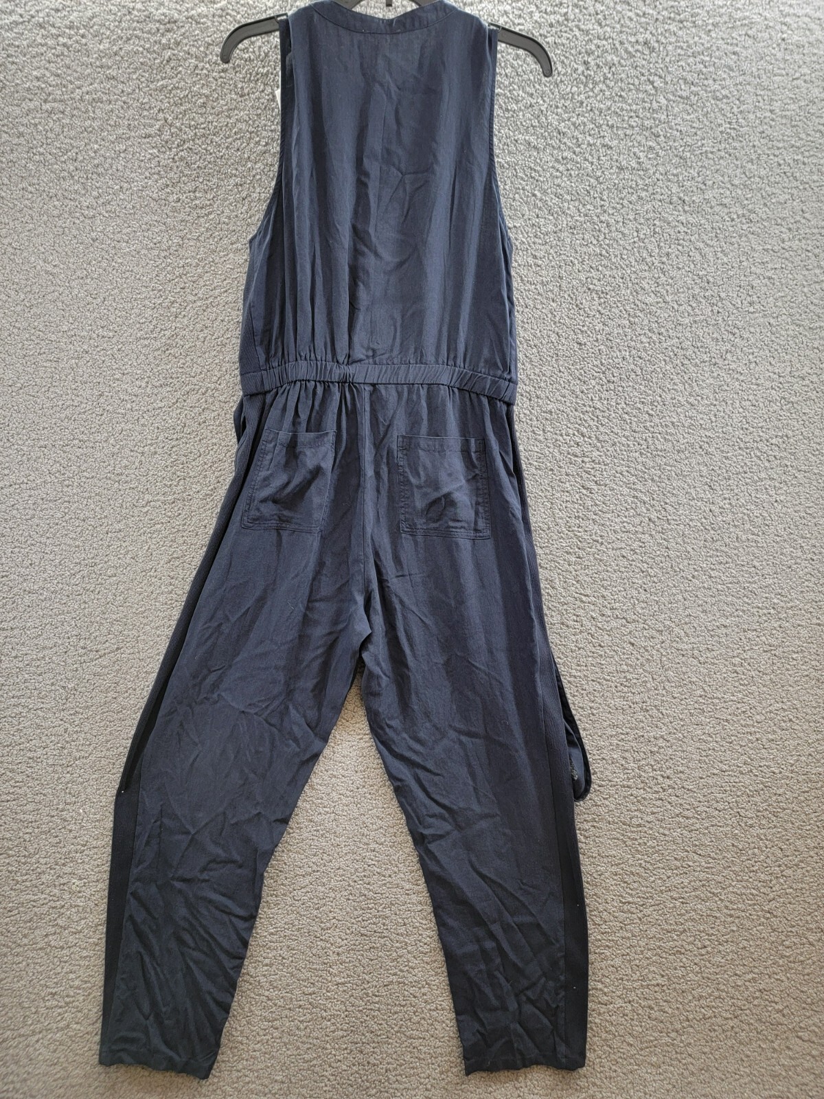 Splendid Colette Belted Jumpsuit Women's M Navy Round Neck Button Front Pull On - Picture 12 of 19