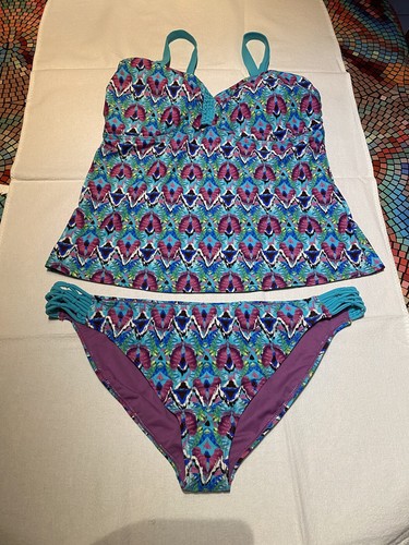Tankini Größe 50 Cup C-D Bunt Neu Trägerlos Tragbar Gebraucht Guter Zustand