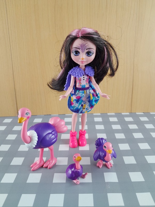 PoupÃ©E Enchantimals Ofelia Autruche + Autruchons Mattel 16cm