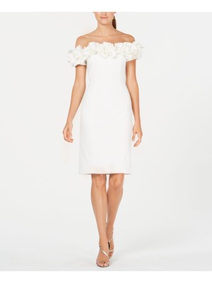 

CALVIN KLEIN Женское вечернее платье-футляр цвета слоновой кости без рукавов до колена, Цвет слоновой кости