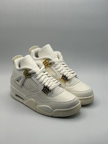 Pre-owned Jordan Air  4 Retro Metallic Gold Sail Shoes Aq9129-170 Women's Size 8.5 In White