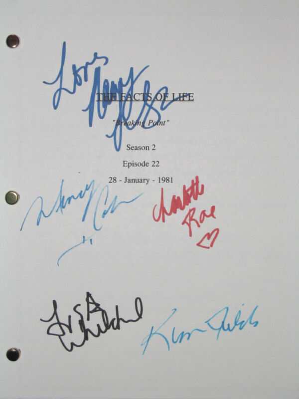 The Facts Of Life Cast Signed TV Script X5 Kim Fields Charlotte Rae Cohn reprint