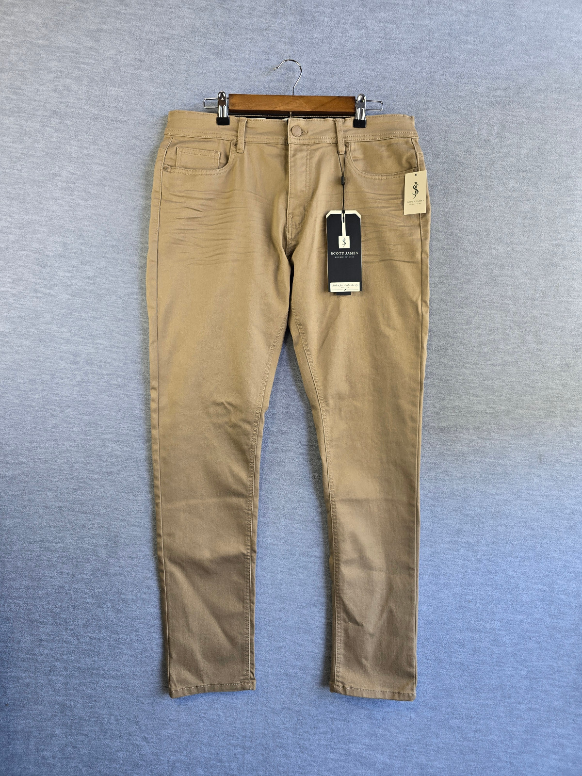 Scott James Slim Fit Stretch Pants Men's 36x32 Khaki SJP