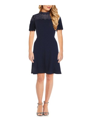 

ADRIANNA PAPELL Женское темно-синее платье выше колена с короткими рукавами + расклешенное платье, Navy