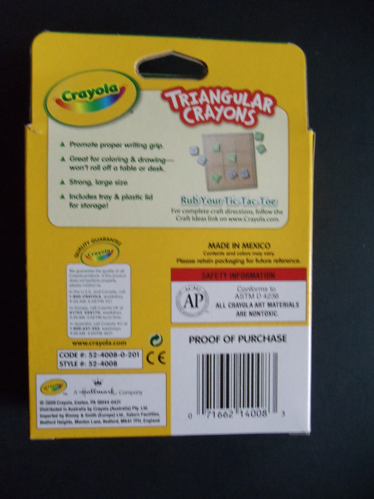 8 Anti-Roll Crayola Triangular Crayons NonToxic