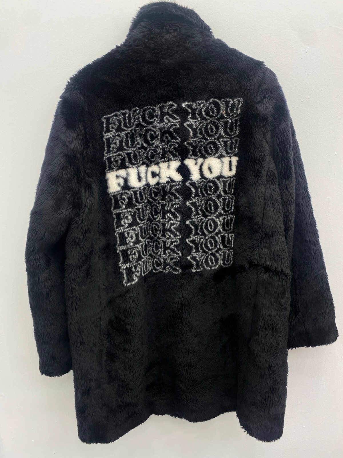 Supreme Hysteric Glamour F**k You Faux Fur Coat Black - Size Supreme Hysteric Glamour F**k You Faux Fur Coat Black - Size